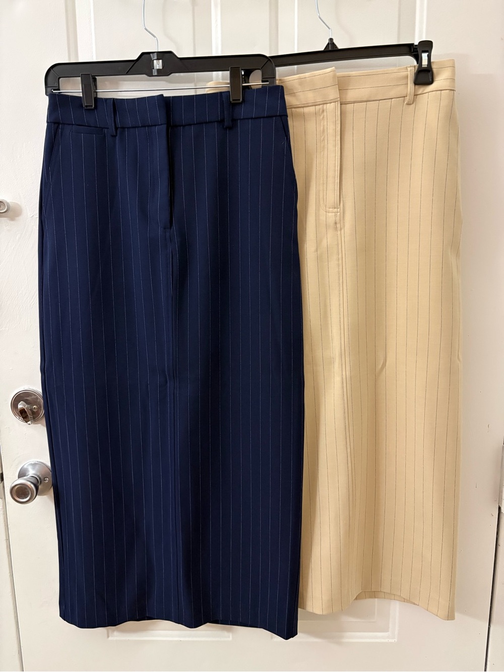 Classic Pinstripe Maxi Skirt - Navy and Cream